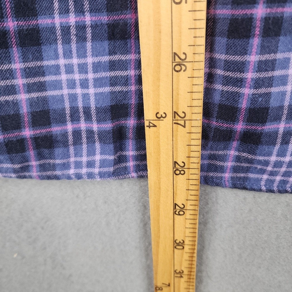 LLBean Womens Plaid Long‎ Sleeve Flannel Shirt L Blue Pink 100% Cotton Vintage - Picture 12 of 13